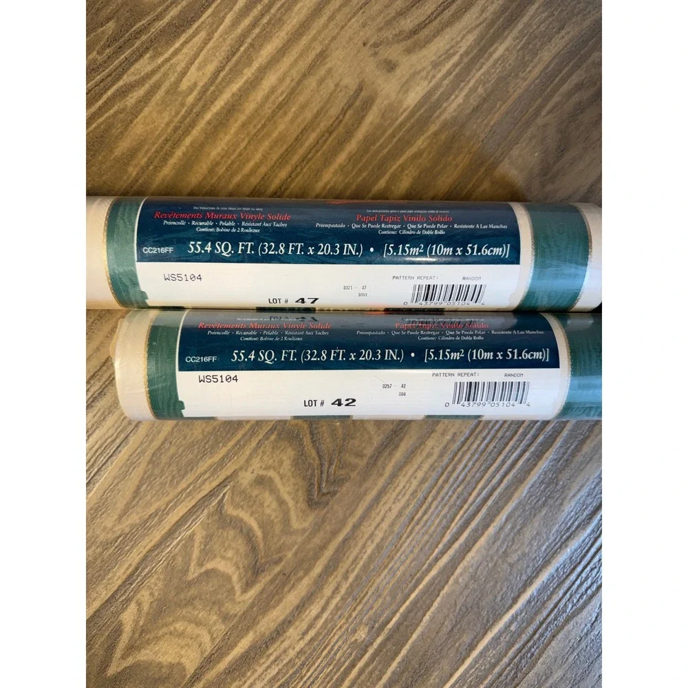 VTG Bordenstyle Wallpaper 2 Rolls 55.4sqft Green Cream New Striped Vinyl CC216FF